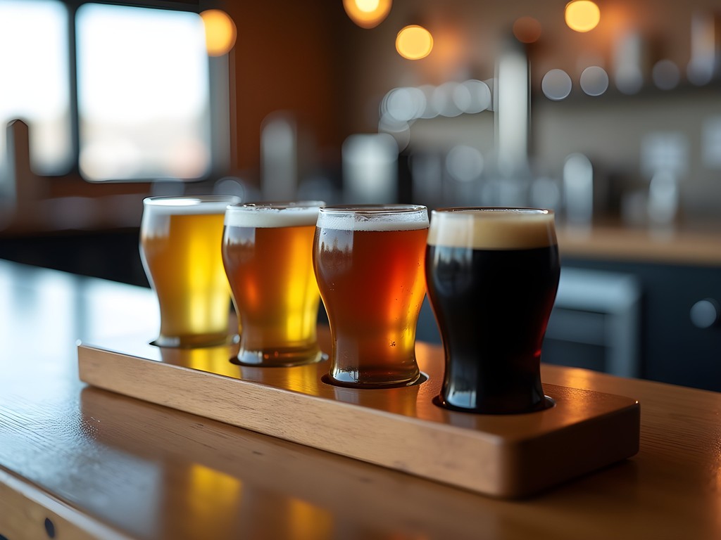 Craft beer flight at Wobbly Bobby Brewing Company in Mitchell, South Dakota