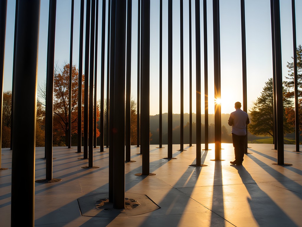 The somber columns of the National Memorial for Peace and Justice in Montgomery, Alabama