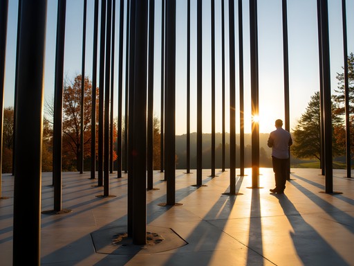 The somber columns of the National Memorial for Peace and Justice in Montgomery, Alabama