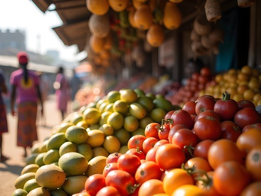Colorful produce display at Nampula Central Market