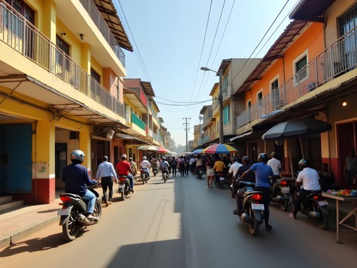 Busy daytime street scene in central Nampula