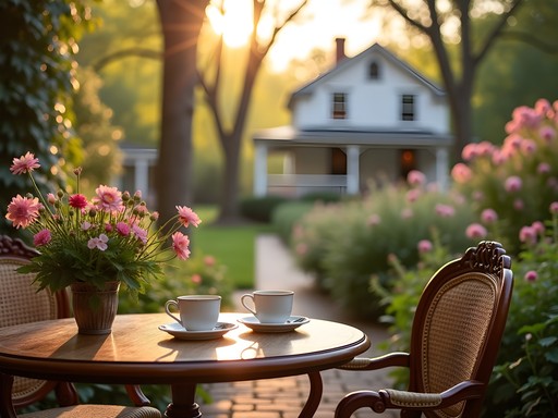 Charming garden breakfast area at Hamilton House B&B in Paterson