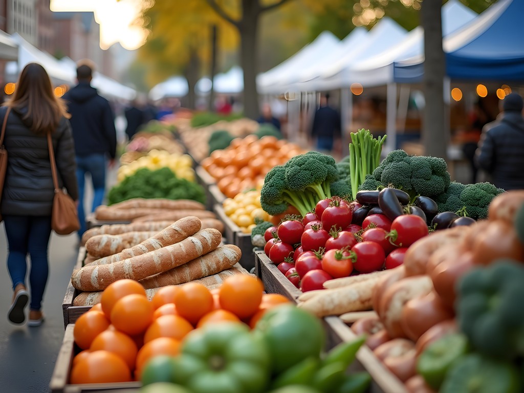 Colorful display of local produce at Pawtucket Farmers Market