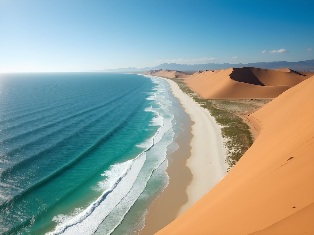Dramatic coastline view of Sardinia Bay near Port Elizabeth with pristine beach and dunes