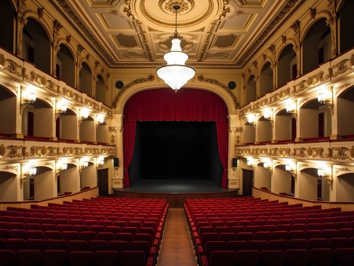 Ornate interior of the historic Theatro São Pedro in Porto Alegre
