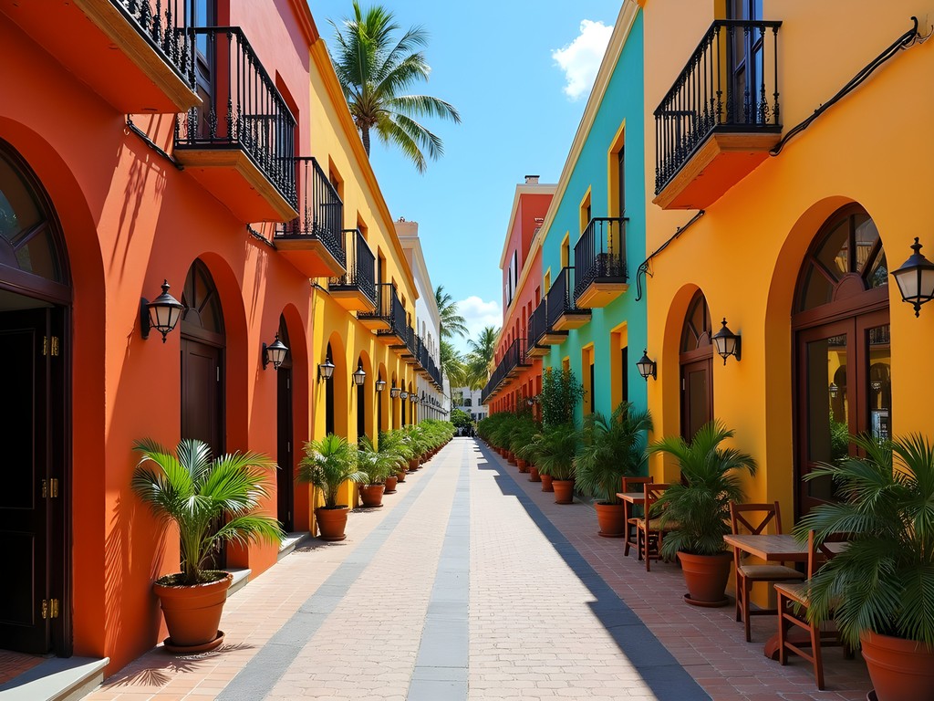 Colorful street in Zona Romántica neighborhood of Puerto Vallarta