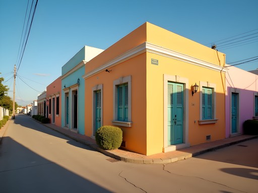 Historic colonial buildings in Rincon, Bonaire at sunrise
