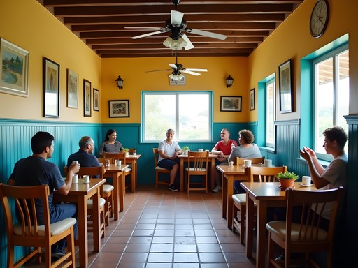 Digital nomad working from a local cafe in Rincon, Bonaire