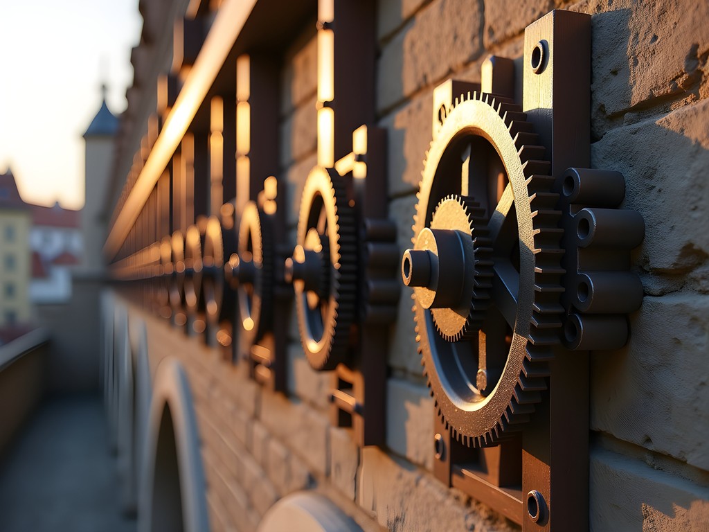 Close-up of medieval engineering details in Rothenburg's defensive wall system