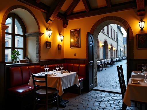 Cozy medieval restaurant in Rothenburg with comfortable solo dining setup