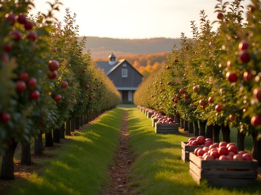 Historic McDougal Orchards with autumn apple harvest and mountain views