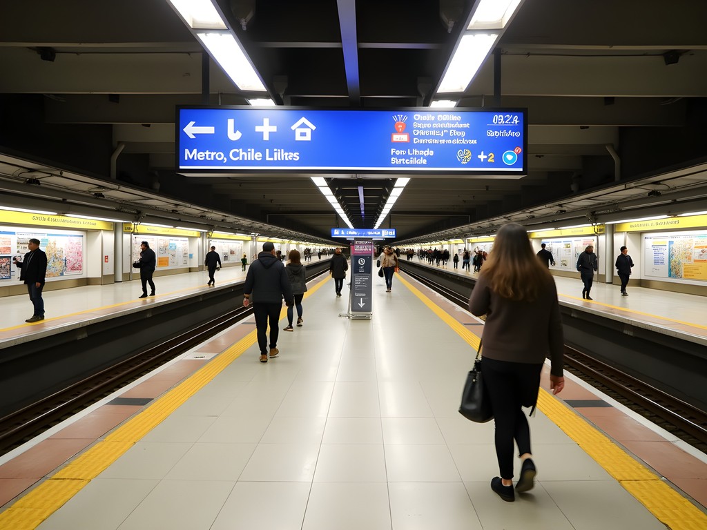 Woman navigating Santiago's modern metro system with map in hand