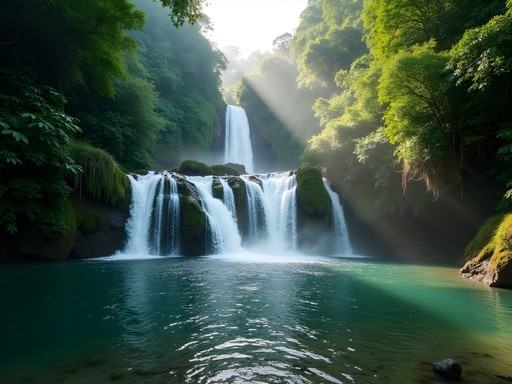 Argyle Falls in Tobago with natural pools and lush vegetation