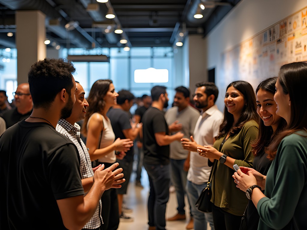 Diverse group networking at a Bangalore tech meetup event