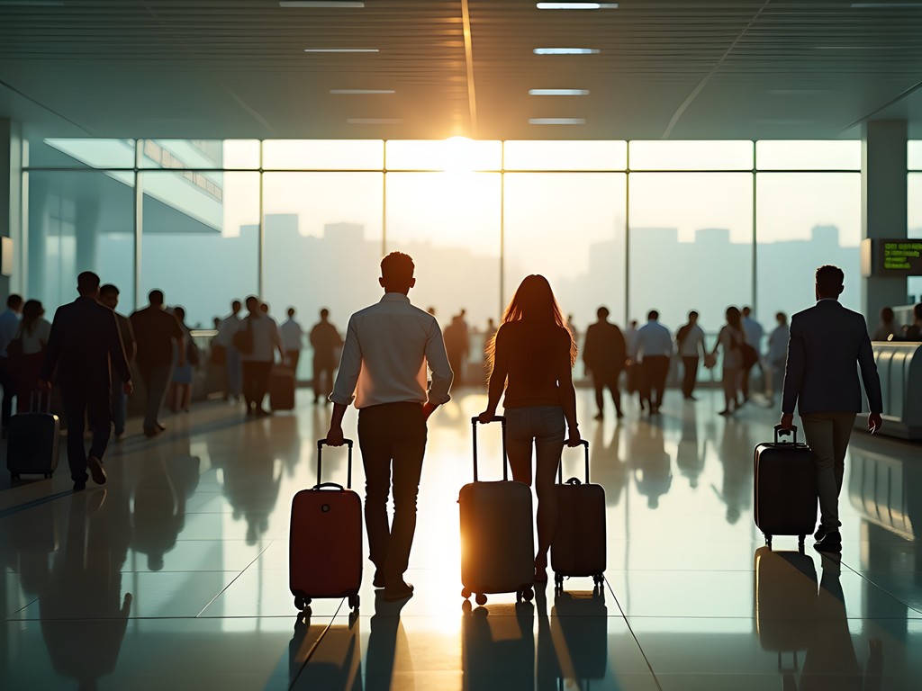 Solo female traveler navigating Bangalore airport with luggage