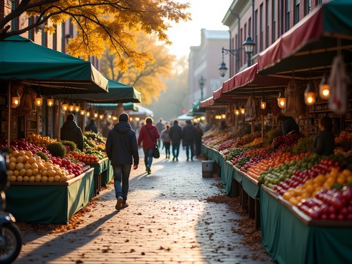 Woman shopping for fresh produce at historic Soulard Farmers Market in St. Louis