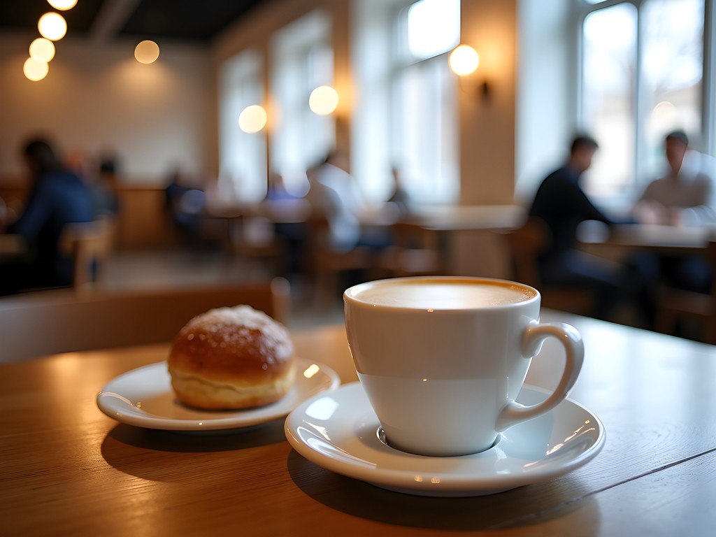 Cozy Stockholm cafe with traditional fika setup
