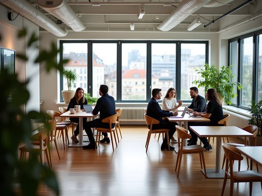 Modern co-working space in Stockholm with entrepreneurs networking
