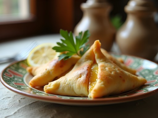 Traditional Tunisian brik pastry with egg and tuna filling in Tozeur restaurant