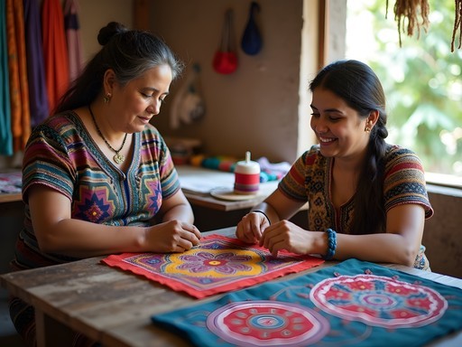 Traditional Maya textile workshop with female artisans near Tulum