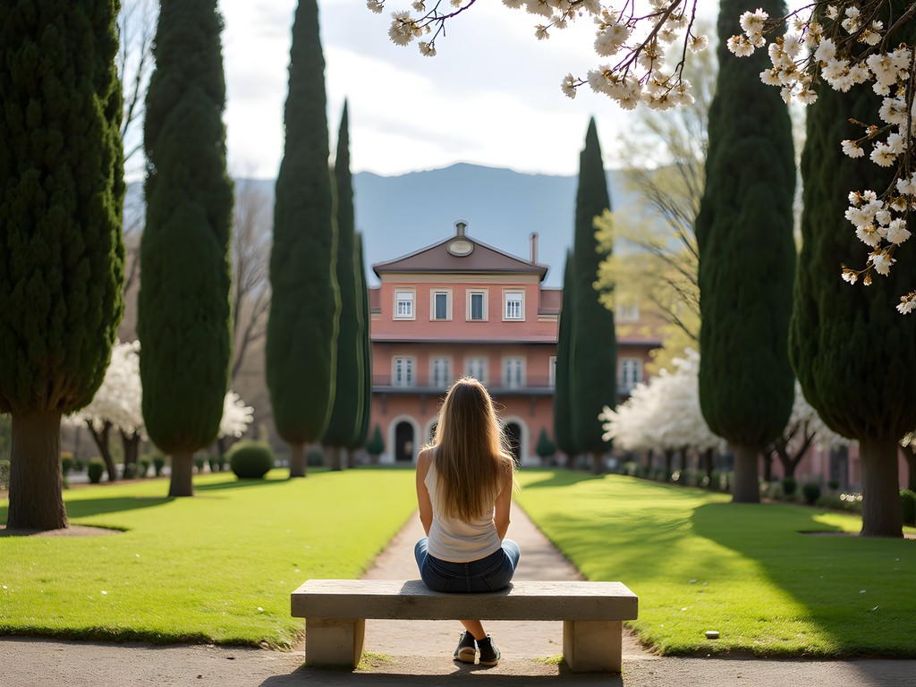 Woman enjoying solitude in the Renaissance Giardino Giusti gardens in Verona