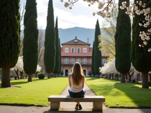 Woman enjoying solitude in the Renaissance Giardino Giusti gardens in Verona