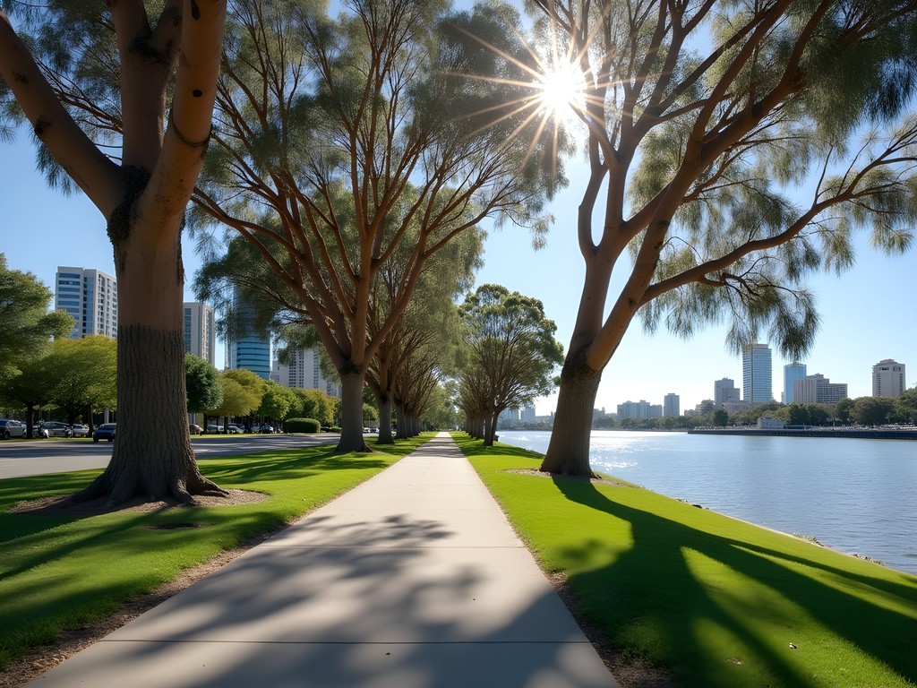 Cycling along Adelaide's Linear Park Trail with River Torrens and city skyline views
