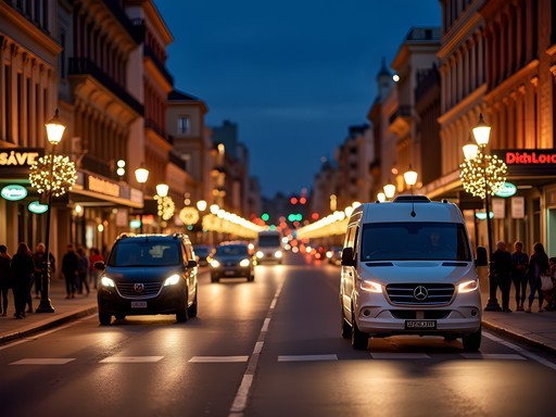 Night scene of Adelaide's vibrant Rundle Street with rideshare vehicles picking up passengers