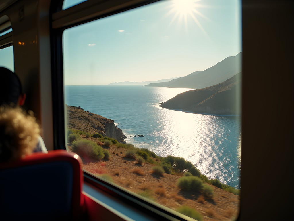 Scenic coastal views from the Annaba to Constantine train route in Algeria