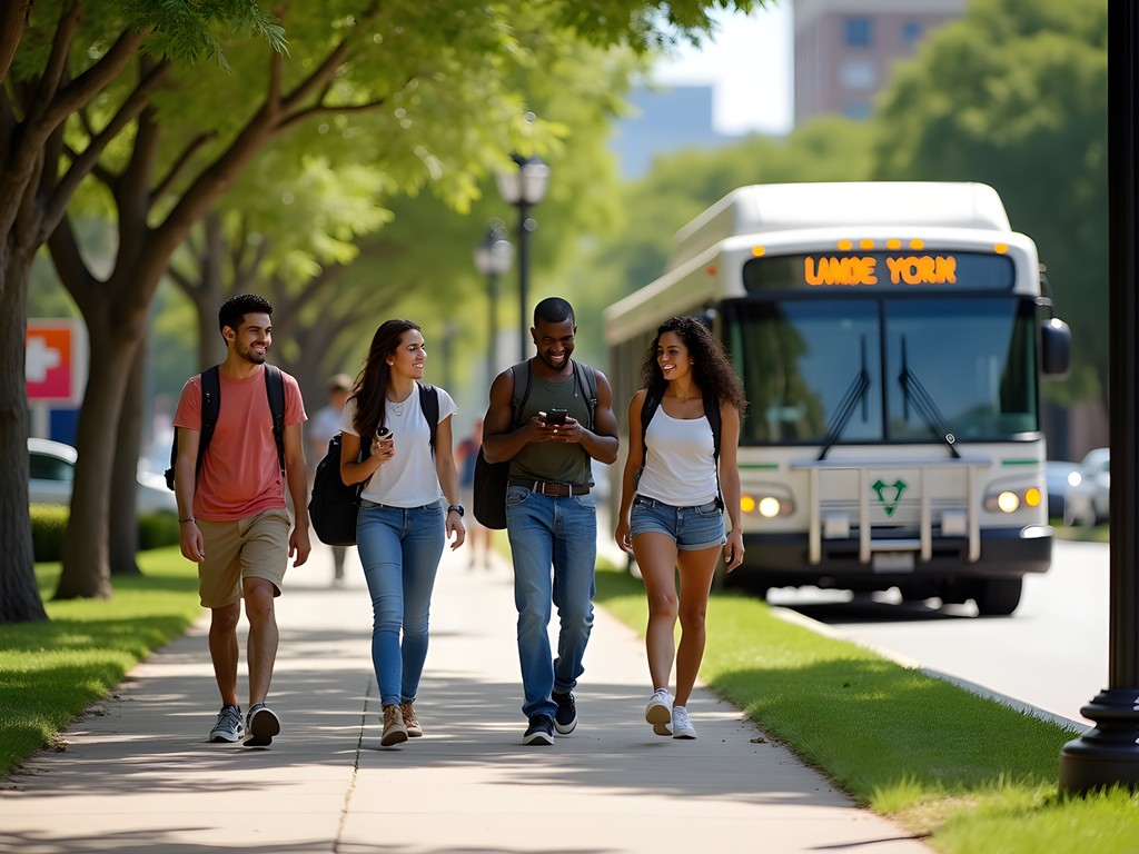 Student navigating Arlington using public transit options