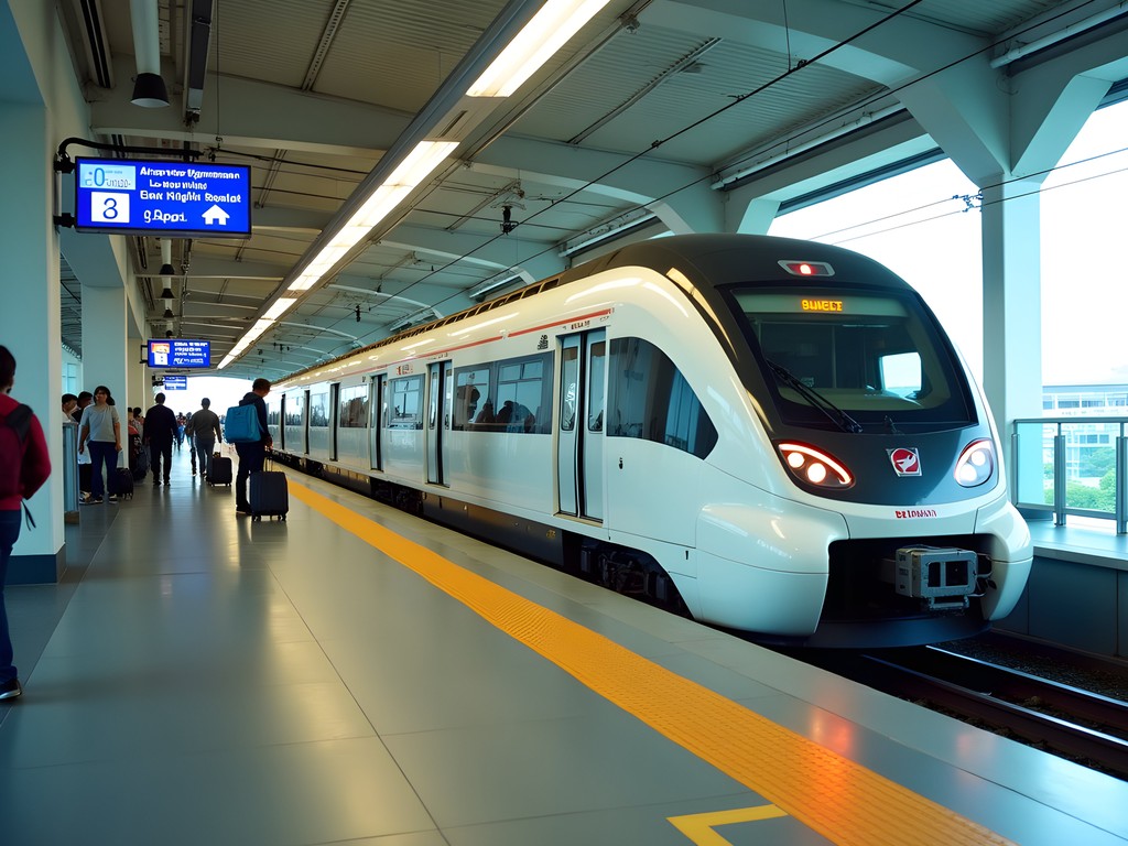 Airport Rail Link train at Suvarnabhumi Airport in Bangkok