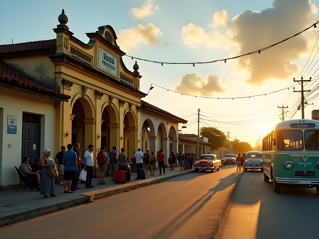 Bayamo Viazul bus station with early morning travelers