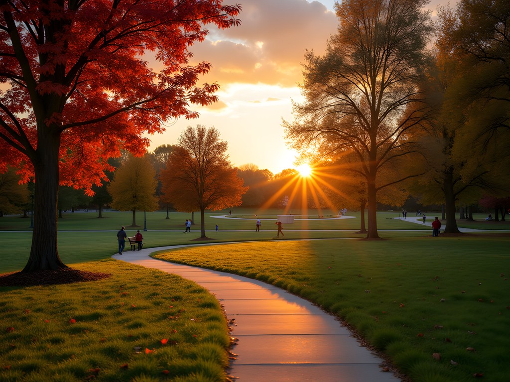 Autumn sunset over Glasgow Regional Park in Bear, Delaware