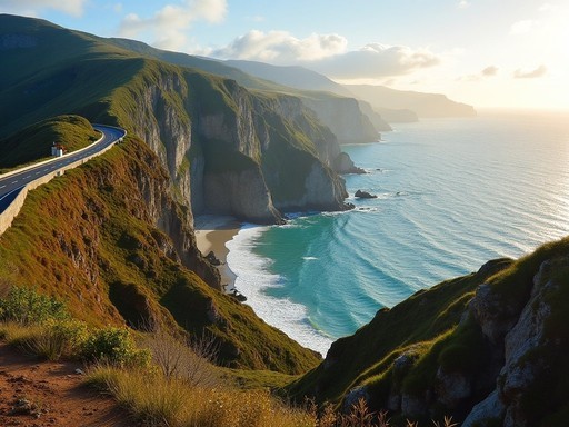 Panoramic viewpoint on coastal road between Bilbao and San Sebastian