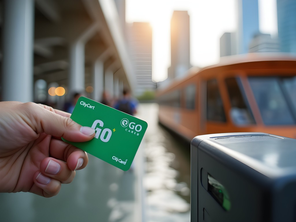 Person using Brisbane Go Card at CityCat terminal