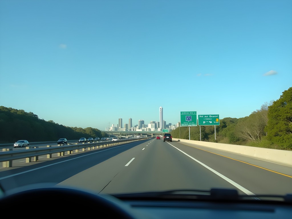 View of Gold Coast skyline from Pacific Motorway approach with Q1 building visible