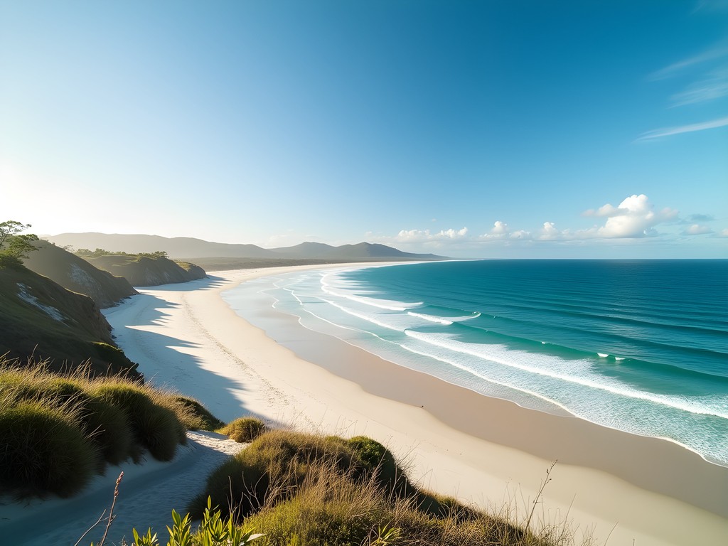 North Stradbroke Island pristine beach with turquoise water and white sand