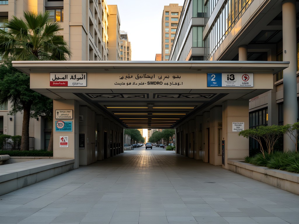 Modern entrance to Cairo Metro station with Arabic and English signage