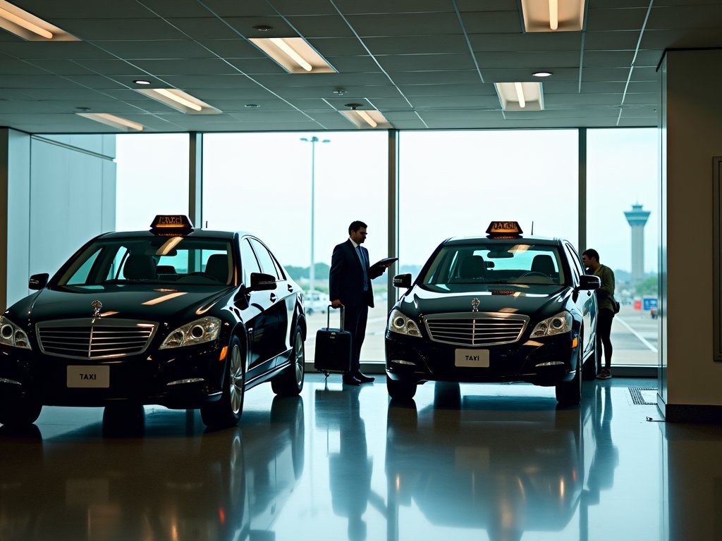 Business traveler safely arranging official airport transportation in Caracas