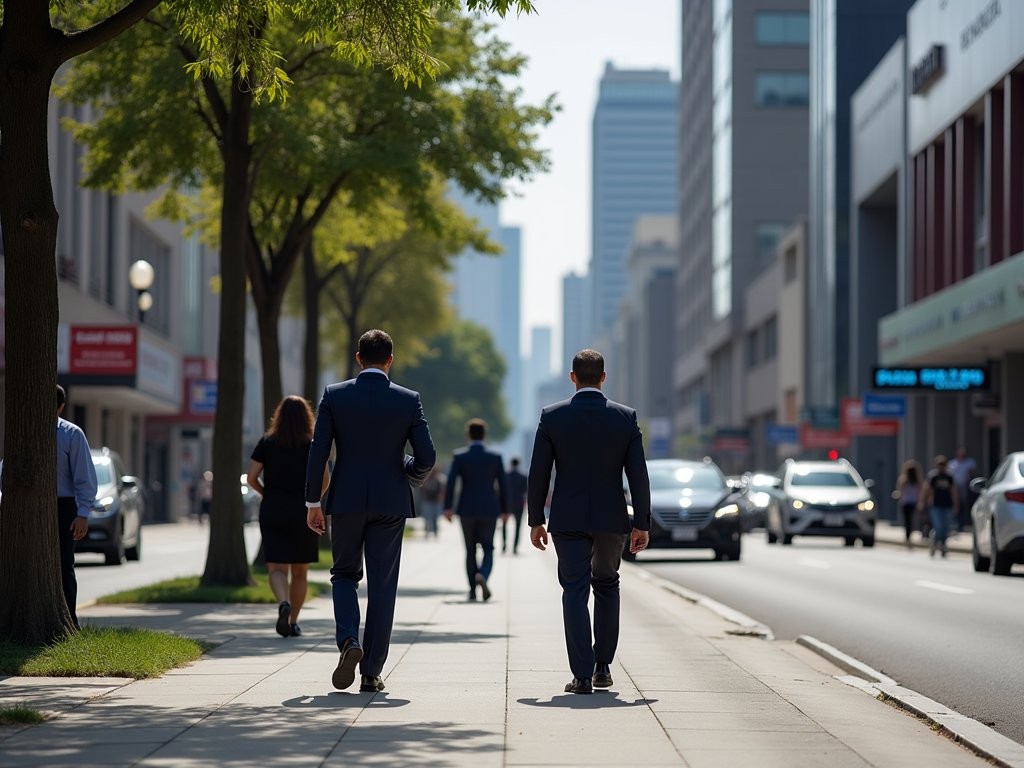 Business professionals walking in Altamira district of Caracas during daytime