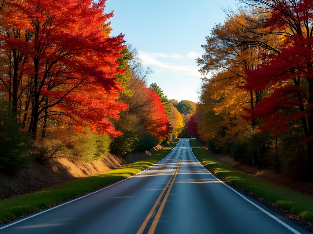 Scenic fall driving route through Miami Valley with colorful autumn foliage