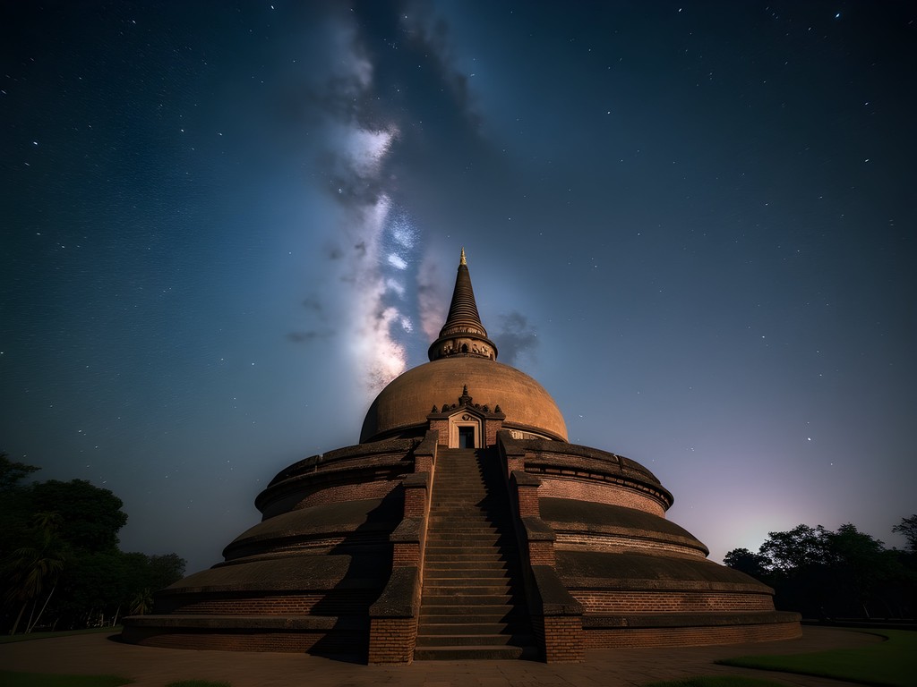 Milky Way over Jetavanarama Stupa in Anuradhapura at night