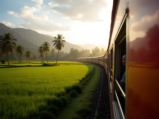 Scenic train journey from Colombo to Anuradhapura through Sri Lankan countryside