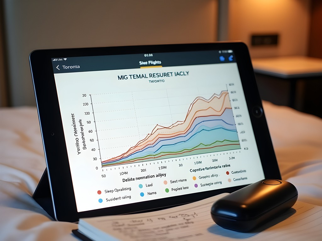 Data visualization chart tracking jet lag recovery metrics in Toronto