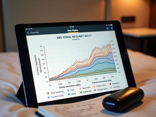 Data visualization chart tracking jet lag recovery metrics in Toronto