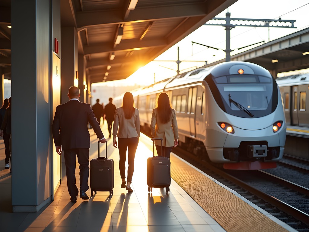 Metropark Station in Edison, New Jersey with waiting business travelers