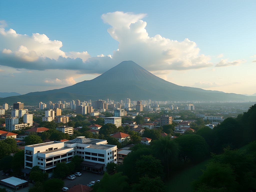 Davao City skyline with Mount Apo visible in background