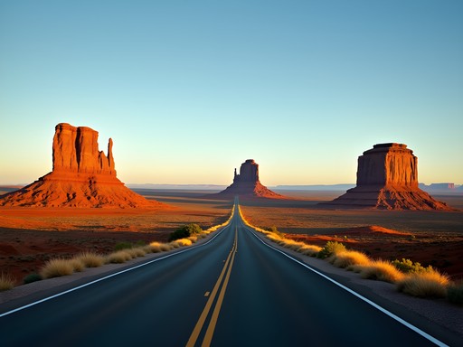 Scenic drive through Monument Valley with iconic buttes and mesas
