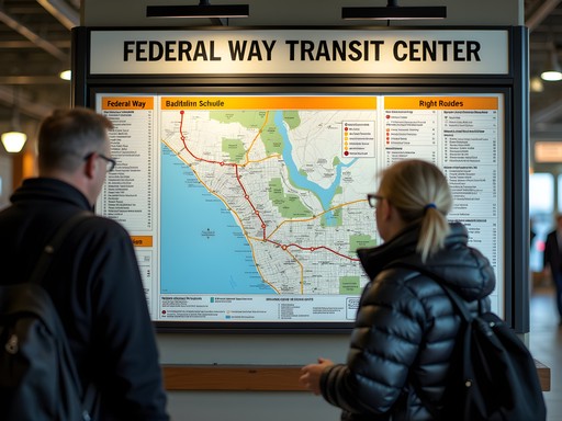 Federal Way Transit Center route map and information board