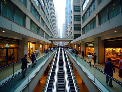 Central-Mid-Levels Escalator system with surrounding urban landscape in Hong Kong